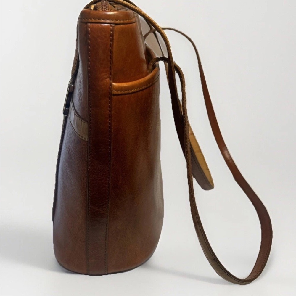 Brighton Leather Handbag Retired Brown Textured Pebbled Boxy Shoulder Bag - Picture 2 of 16